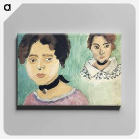 アートパネル-Double Portrait of Marguerite on Green Background - アンリ マティス Canvas.