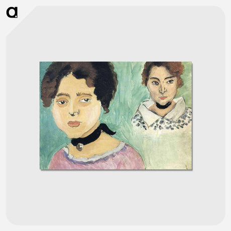 アートポストカード-Double Portrait of Marguerite on Green Background - アンリ マティス Postcard.