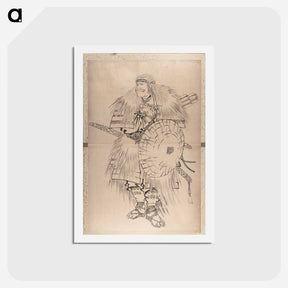 アートポストカード-Katsushika Hokusai’s samurai, Album of Sketches - 葛飾 北斎 Postcard.