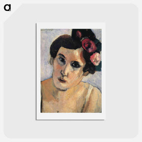 アートポストカード-Woman's Head, Flowers in Her Hair - アンリ マティス Postcard.