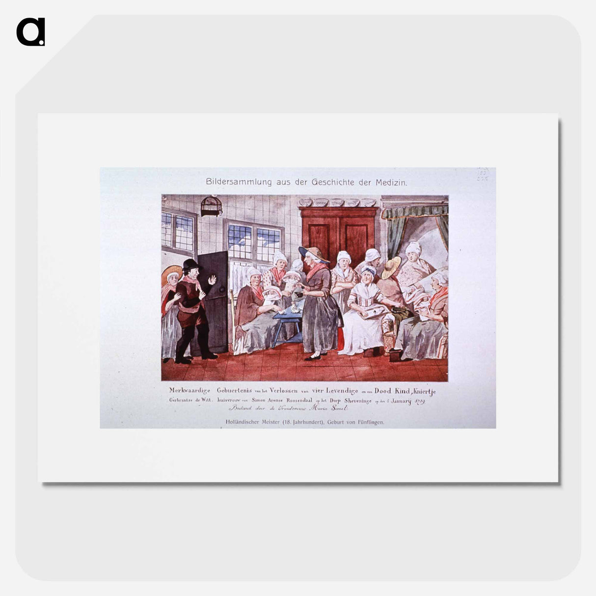 アートポスター-Remarkable Event of the Deliverance of Four Living and One Dead Child, Kniertje
 - 国立医学図書館 Poster.