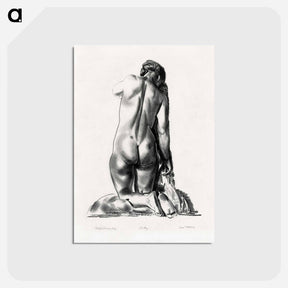 アートポストカード-Nude Study, Woman Kneeling on a Pillow
 - ボストン公共図書館 Postcard.