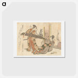 アートポストカード-A comparison of Genroku poems and shells - 葛飾 北斎 Postcard.