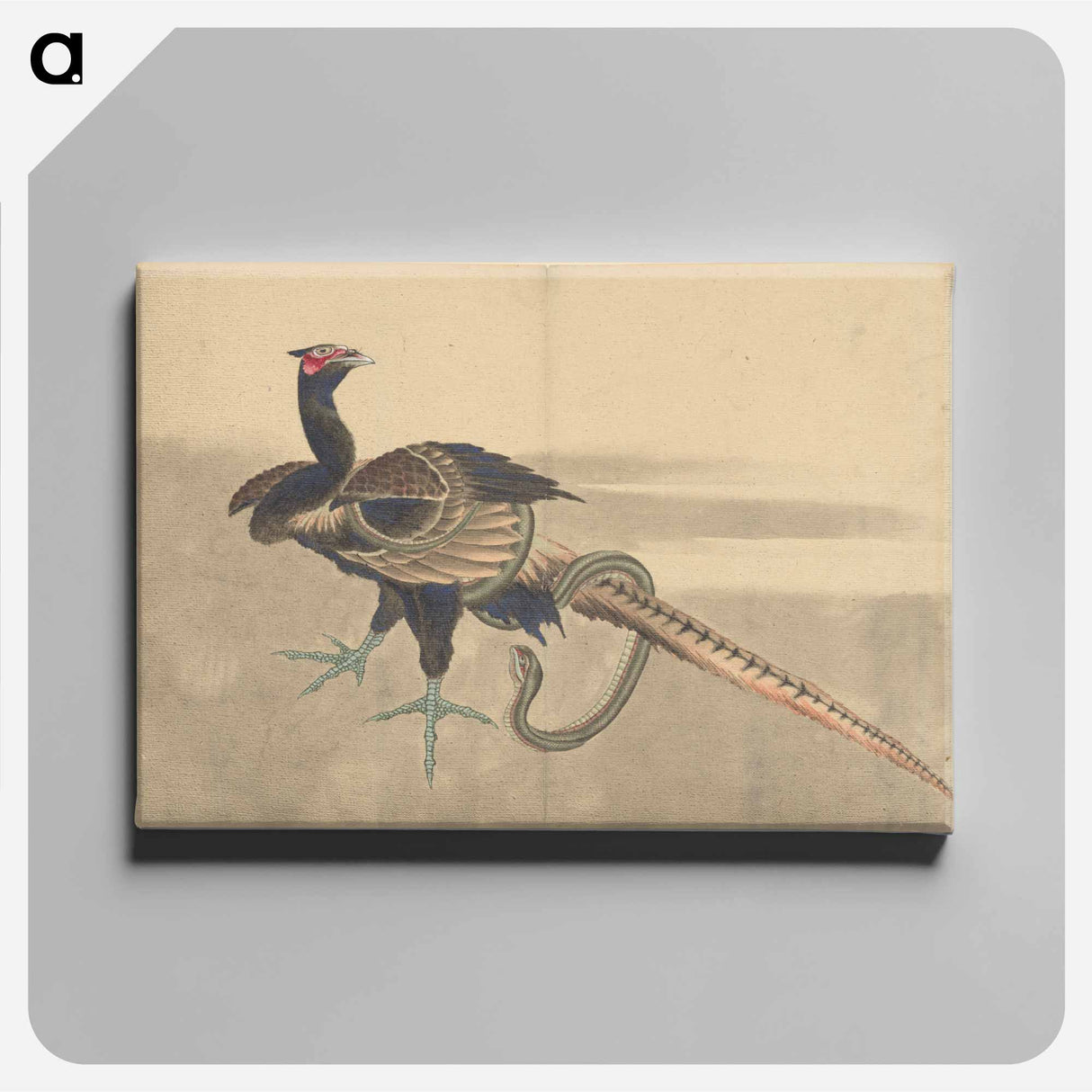 アートパネル-Pheasant and Snake - 葛飾 北斎 Canvas.