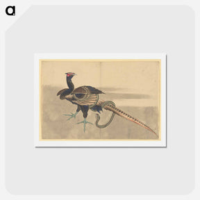 アートポストカード-Pheasant and Snake - 葛飾 北斎 Postcard.