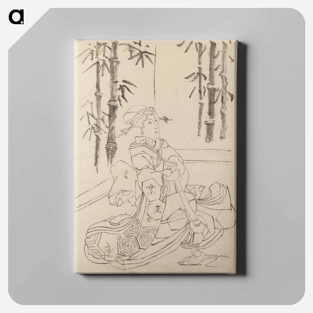 Seated Woman with Scroll - 歌川 国貞 Canvas.