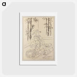 アートポストカード-Seated Woman with Scroll - 歌川 国貞 Postcard.
