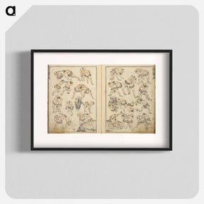 アートポスター-Random sketches by Hokusai volumes 1 to 11 - 葛飾 北斎 Poster.