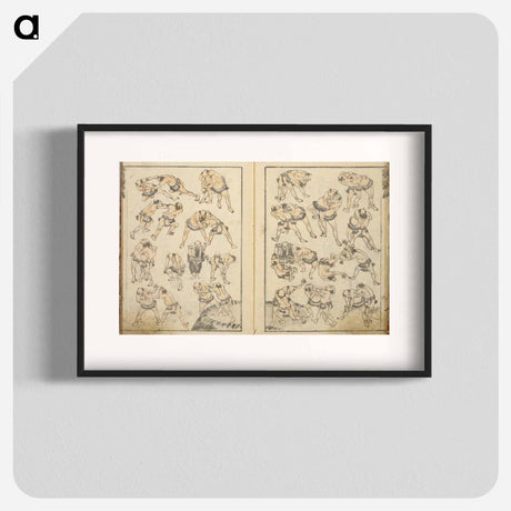 アートポスター-Random sketches by Hokusai volumes 1 to 11 - 葛飾 北斎 Poster.