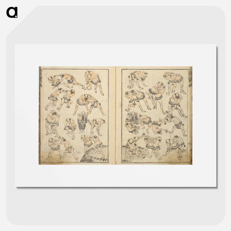 アートポスター-Random sketches by Hokusai volumes 1 to 11 - 葛飾 北斎 Poster.