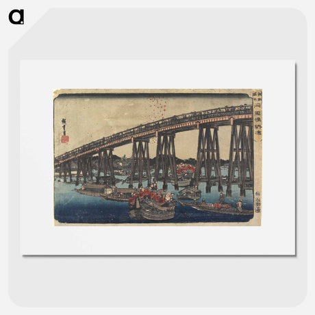 アートポスター-Enjoying the Evening Cool at Ryōgoku Bridge
 - 歌川 広重 Poster.