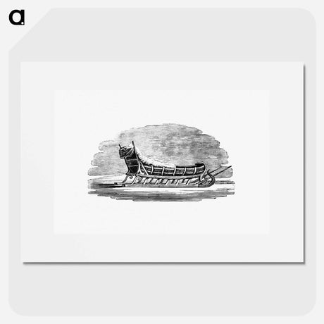 アートポスター-Sleigh Etching Illustration
 - 大英図書館 Poster.
