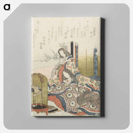 アートパネル-Two court ladies in clothing from the Heian period - 葛飾 北斎 Canvas.