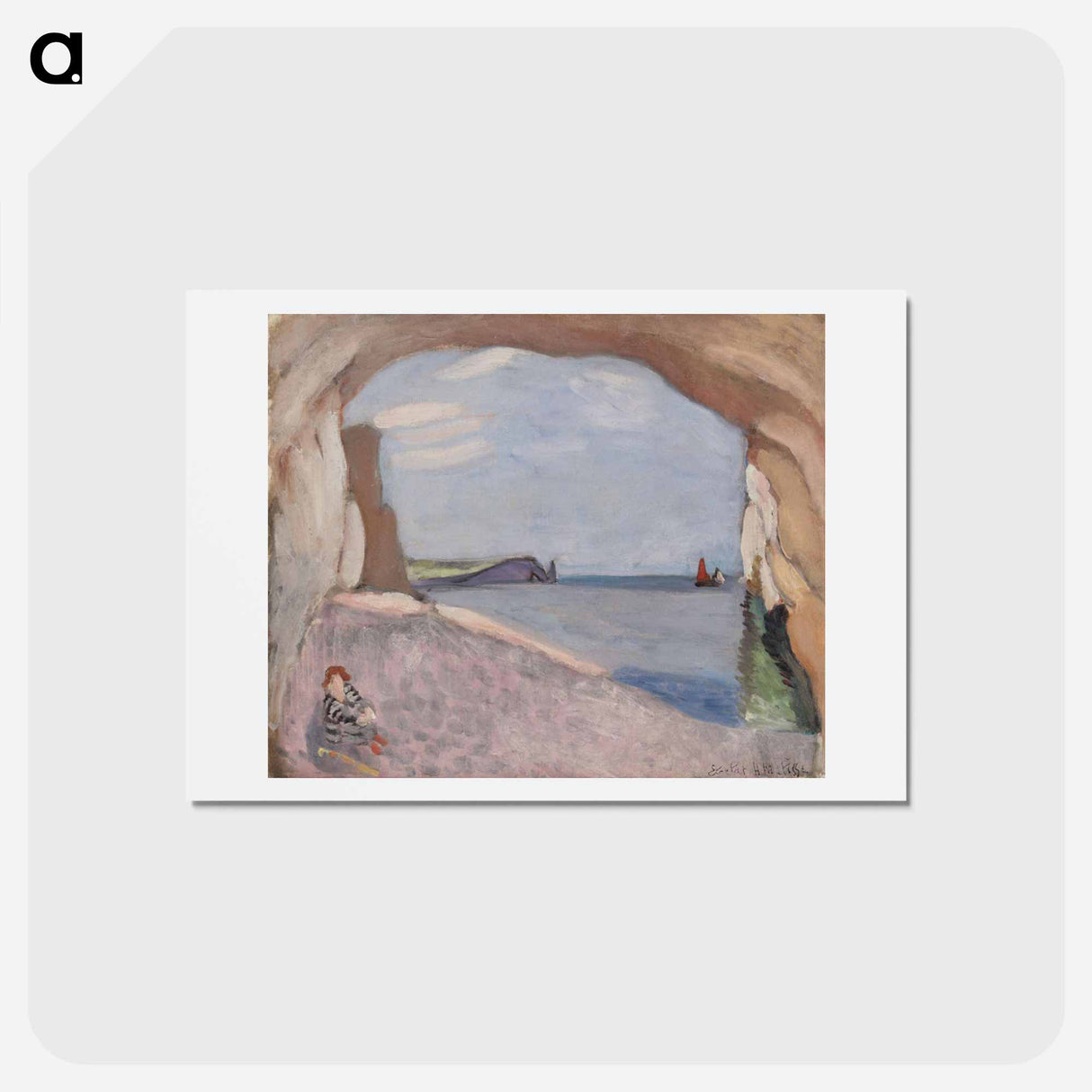 アートポストカード-Étretat, La Voile Rouge - アンリ マティス Postcard.