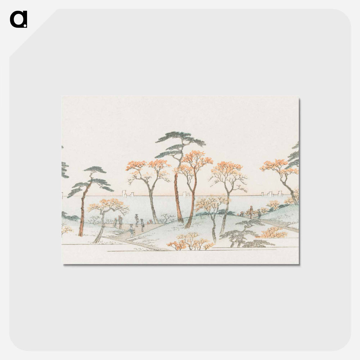 アートポストカード-Colored Leaves at Kaianji Temple
 - 歌川 広重 Postcard.