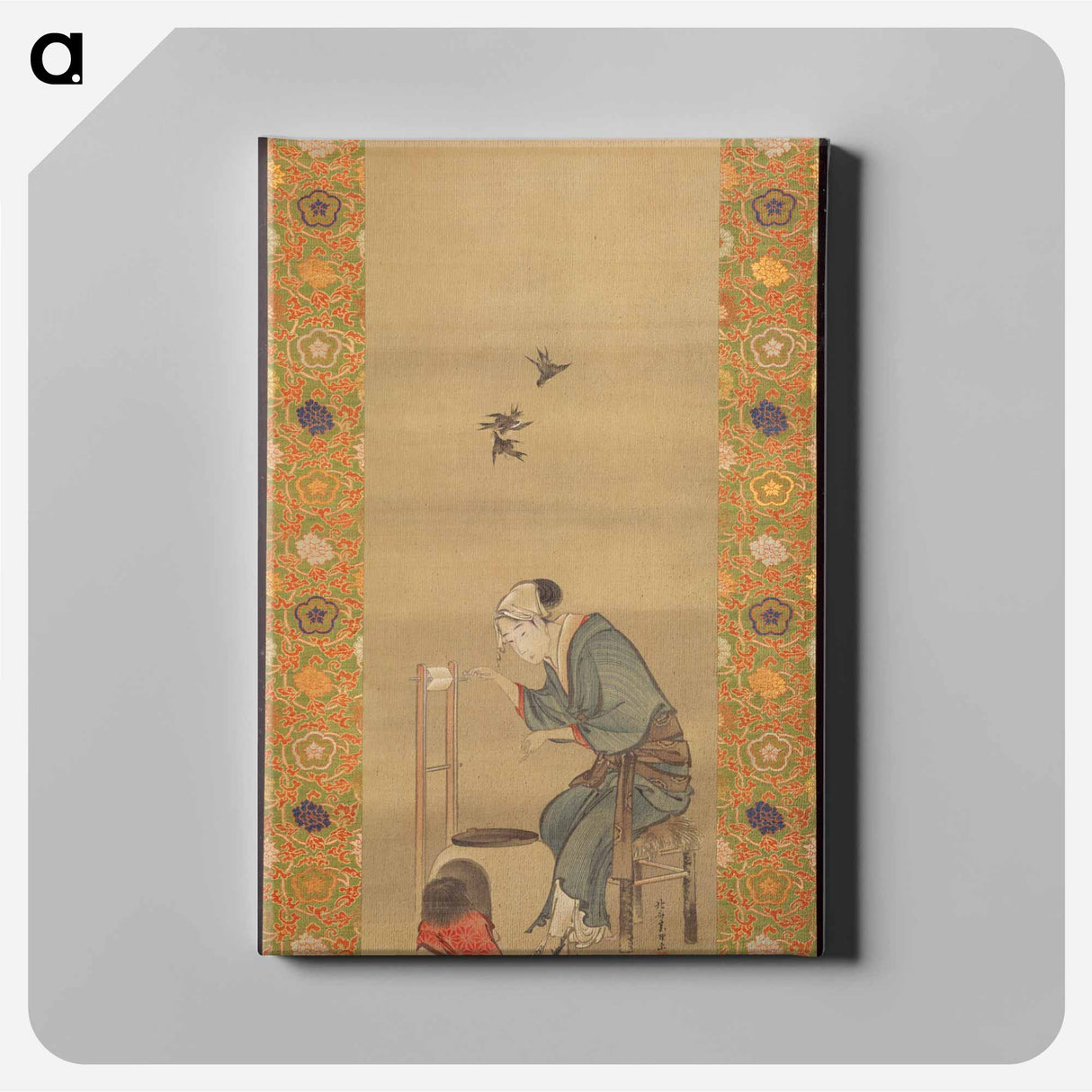 Woman Spinning Silk - Katsushika Hokusai Canvas.
