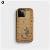 Woman Spinning Silk - Katsushika Hokusai Phone Case.