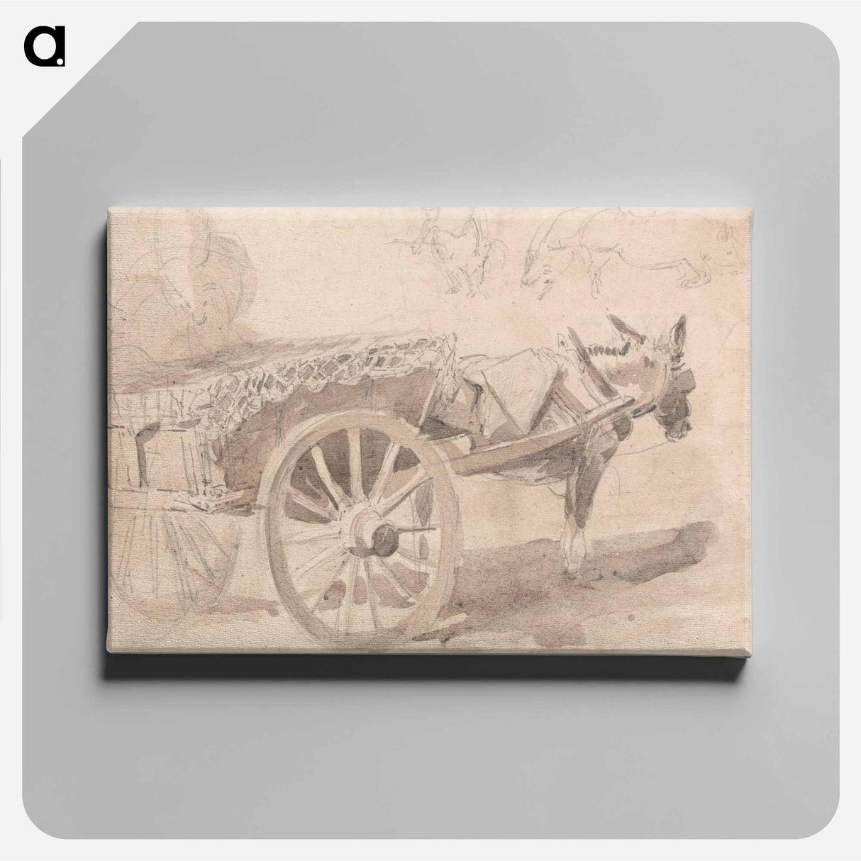 アートパネル-A Mule or Donkey, Harnessed to a Farm Cart, with Other Sketches at Top
 - イェール大学アートギャラリー Canvas.