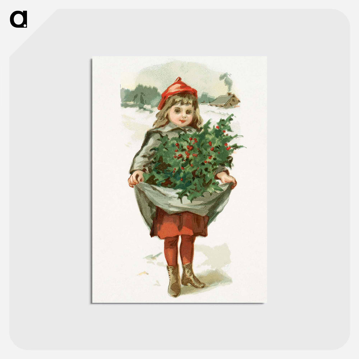 アートポストカード-Little Girl with Holly
 - ボストン公共図書館 Postcard.