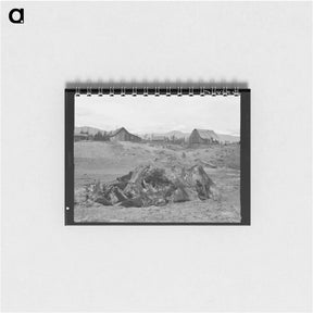 アートメモ帳-Stump pile, ready to burn, house, barn, and farm buildings on Unruf farm - ドロテア ラング Memo.