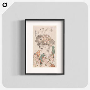 アートポスター-Woman of Ōhara with Firewood Bundle and Kite - 葛飾 北斎 Poster.