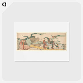 アートポストカード-Two Women and a Boy on Boardwalk - 葛飾 北斎 Postcard.