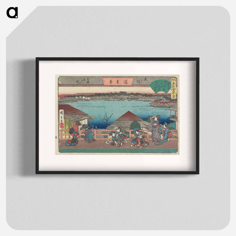 アートポスター-Ikenohata: Prostitutes Viewing Cherry Blossoms at the Hōraitei
 - 歌川 広重 Poster.