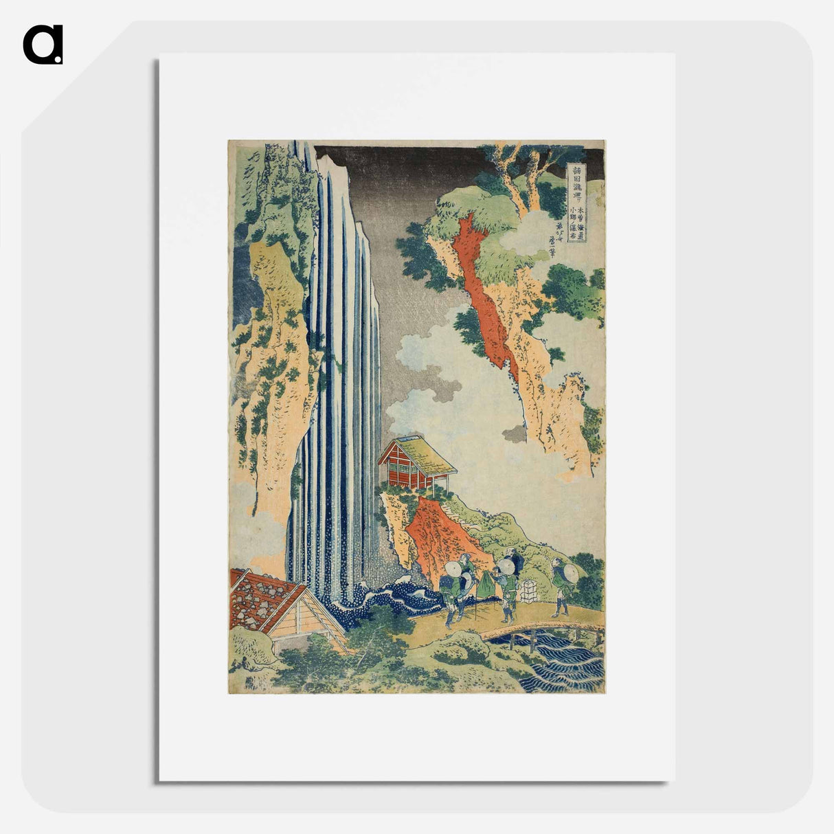 アートポスター-Hokusai's The Waterfall at Ono on the Kisokaidō - 葛飾 北斎 Poster.