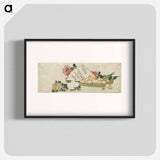 Hokusai's Basket with Fan, Chrysanthemums, and Mushrooms - Katsushika Hokusai Poster.