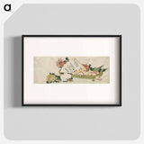 アートポスター-Hokusai's Basket with Fan, Chrysanthemums, and Mushrooms - 葛飾 北斎 Poster.