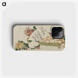 Hokusai's Basket with Fan, Chrysanthemums, and Mushrooms - Katsushika Hokusai Phone Case.