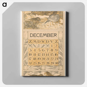 アートパネル-Kalenderblad december met etende vogels - テオ ヴァン ホイテマ Canvas.