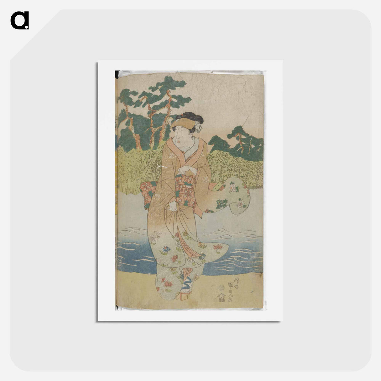 アートポストカード-Woman Standing by a River
 - 歌川 国貞 Postcard.