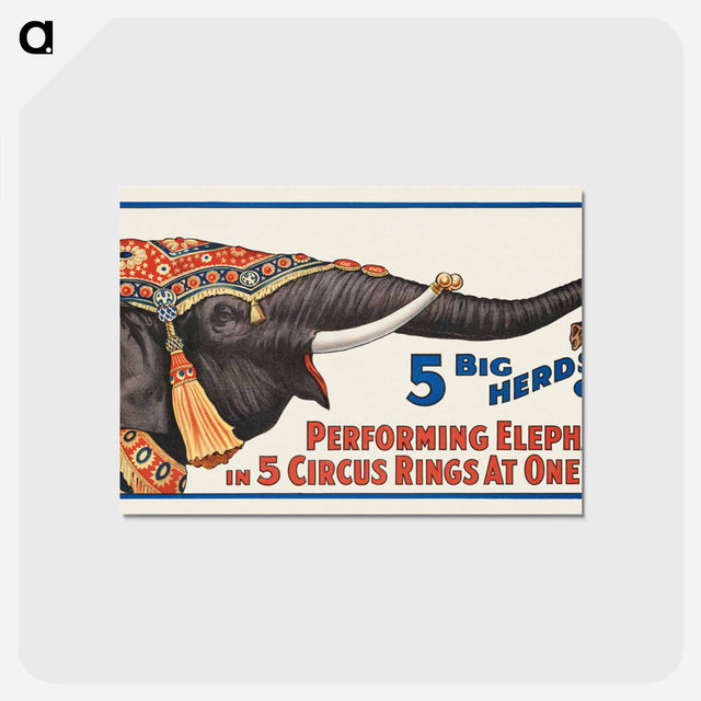 アートポストカード-Five Ring Circus Elephants
 - ボストン公共図書館 Postcard.