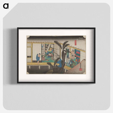 アートポスター-Courtyard Scene with Inn Interior
 - 歌川 広重 Poster.