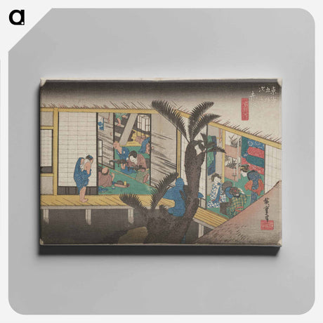 アートパネル-Courtyard Scene with Inn Interior
 - 歌川 広重 Canvas.