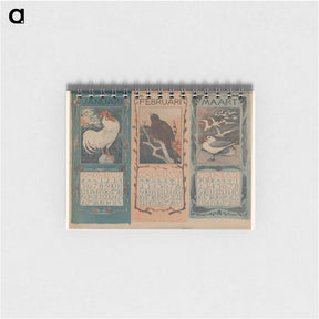 アートメモ帳-Kalenderbladen van januari, februari en maart, met vogels - テオ ヴァン ホイテマ Memo.