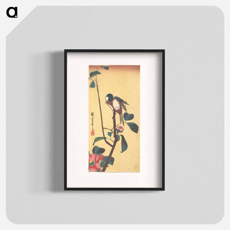 アートポスター-Camellia and Blue-Headed Bird
 - 歌川 広重 Poster.