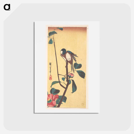 アートポストカード-Camellia and Blue-Headed Bird
 - 歌川 広重 Postcard.