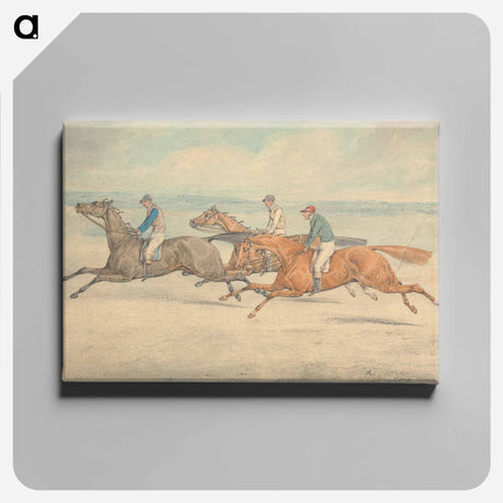 アートパネル-Three Racehorses with Jockeys Up Galloping in a Group to Left
 - イェール大学アートギャラリー Canvas.
