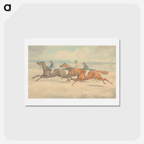 アートポストカード-Three Racehorses with Jockeys Up Galloping in a Group to Left
 - イェール大学アートギャラリー Postcard.