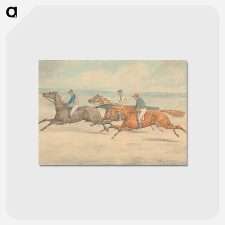 アートポストカード-Three Racehorses with Jockeys Up Galloping in a Group to Left
 - イェール大学アートギャラリー Postcard.