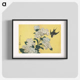 Hydrangeas and Swallow - 葛飾 北斎 Poster.