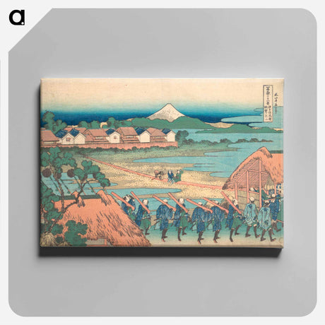 アートパネル-Fuji Seen in the Distance from Senju Pleasure Quarter - 葛飾 北斎 Canvas.