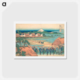 アートポストカード-Fuji Seen in the Distance from Senju Pleasure Quarter - 葛飾 北斎 Postcard.