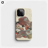 春駒と正月飾りの摺物 - 葛飾 北斎 Phone Case.