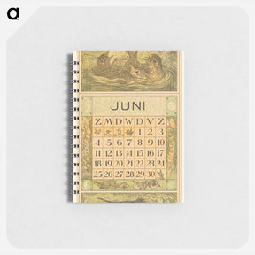 アートメモ帳-Kalenderblad juni met jonge vogels in een nest - テオ ヴァン ホイテマ Memo.