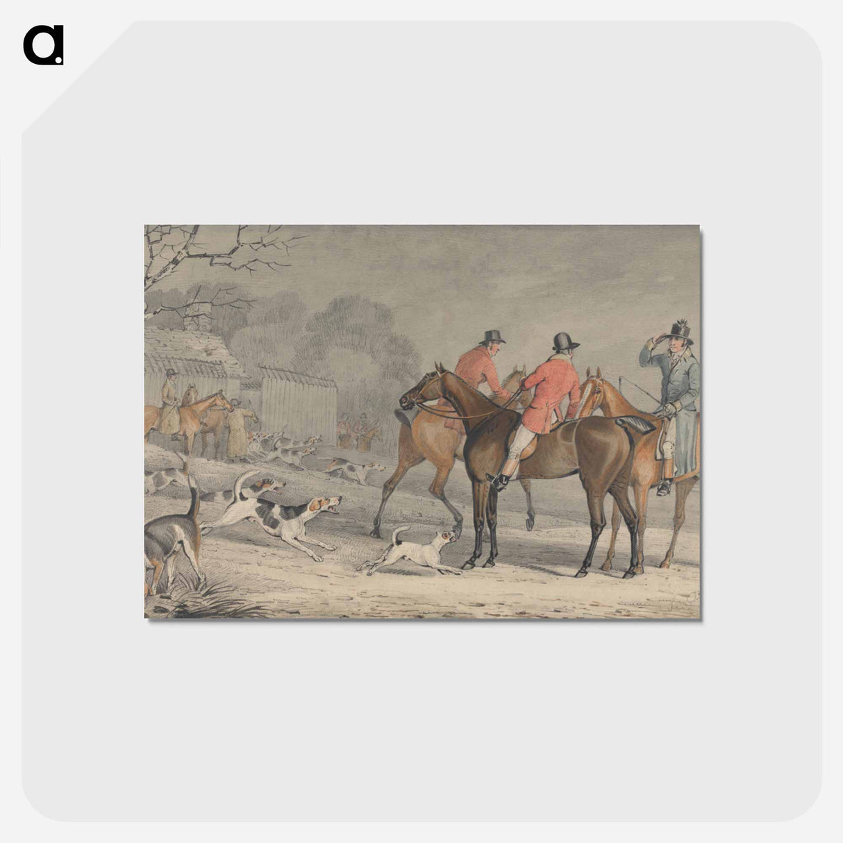 アートポストカード-Foxhunting: The Meet, With Hounds Coming Out of Kennel
 - イェール大学アートギャラリー Postcard.