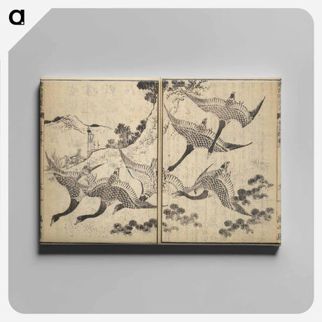 アートパネル-Picture Book of The Tōshisen (Chinese verses by Takai Ranzan), Series Seven - 葛飾 北斎 Canvas.