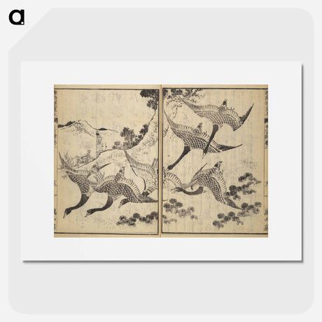 アートポスター-Picture Book of The Tōshisen (Chinese verses by Takai Ranzan), Series Seven - 葛飾 北斎 Poster.